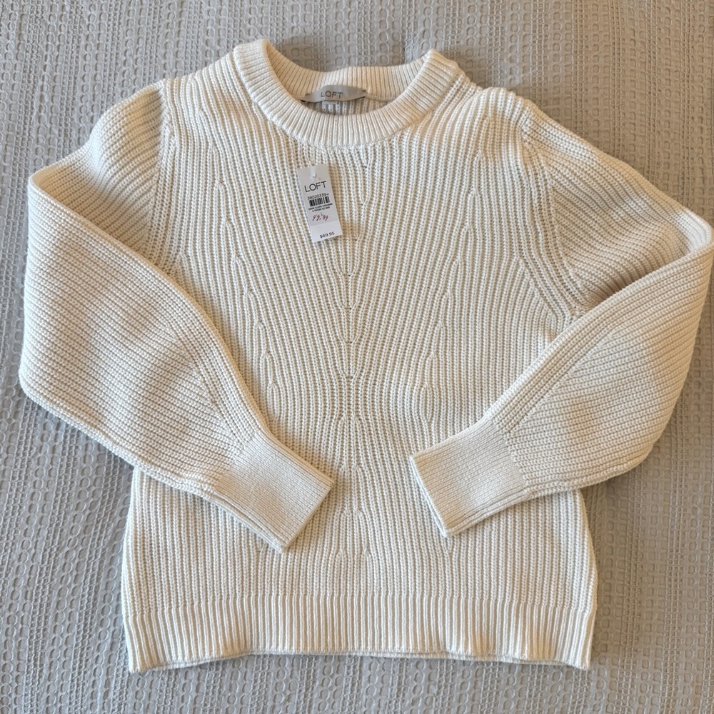 LOFT Ribbed Blouson Sleeve Sweater